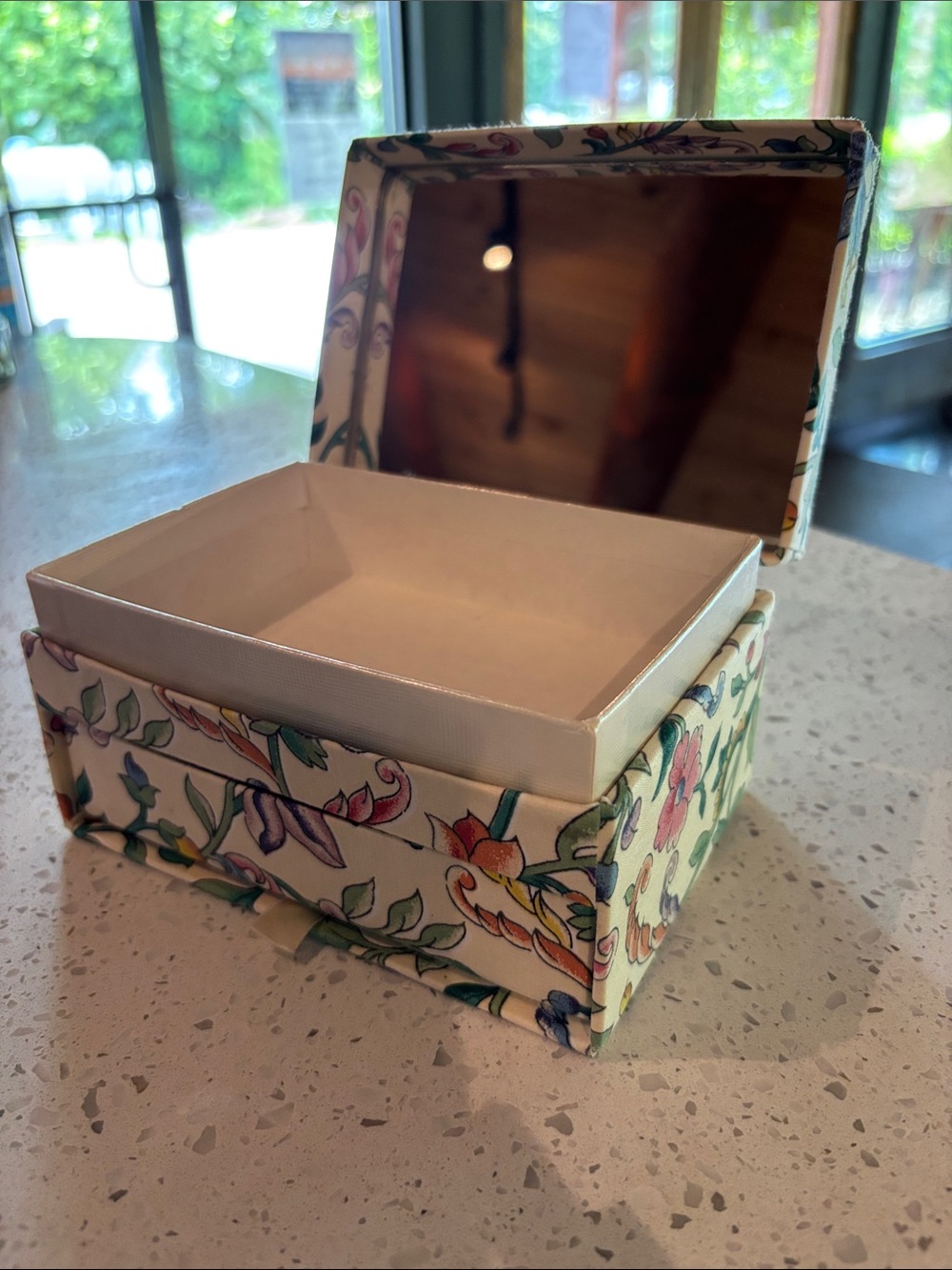 Vintage Renner Davis Floral Fabric Covered Handmade Jewelry Box "The Concord"